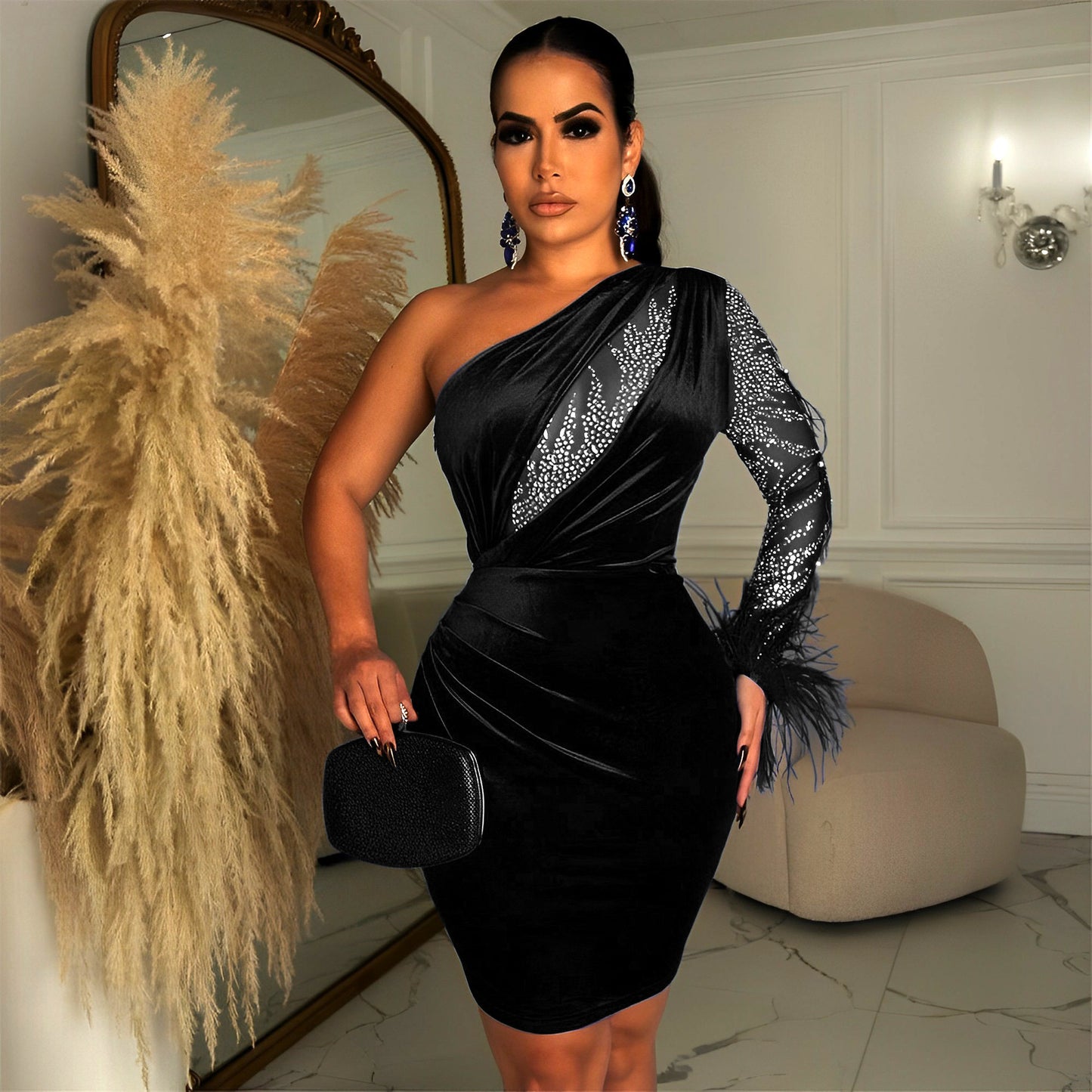 Women's Long Sleeved Hip Wrap Skirt