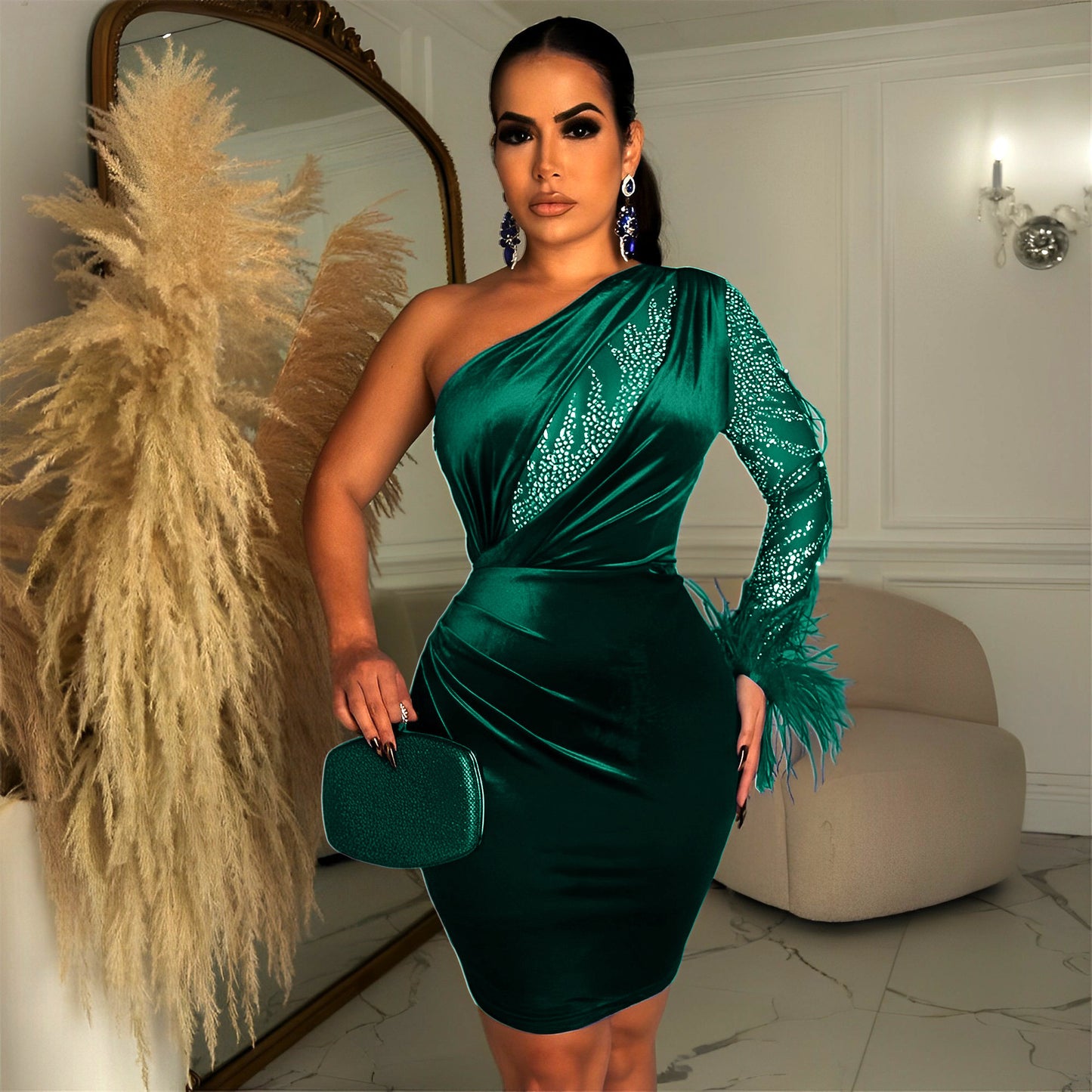 Women's Long Sleeved Hip Wrap Skirt