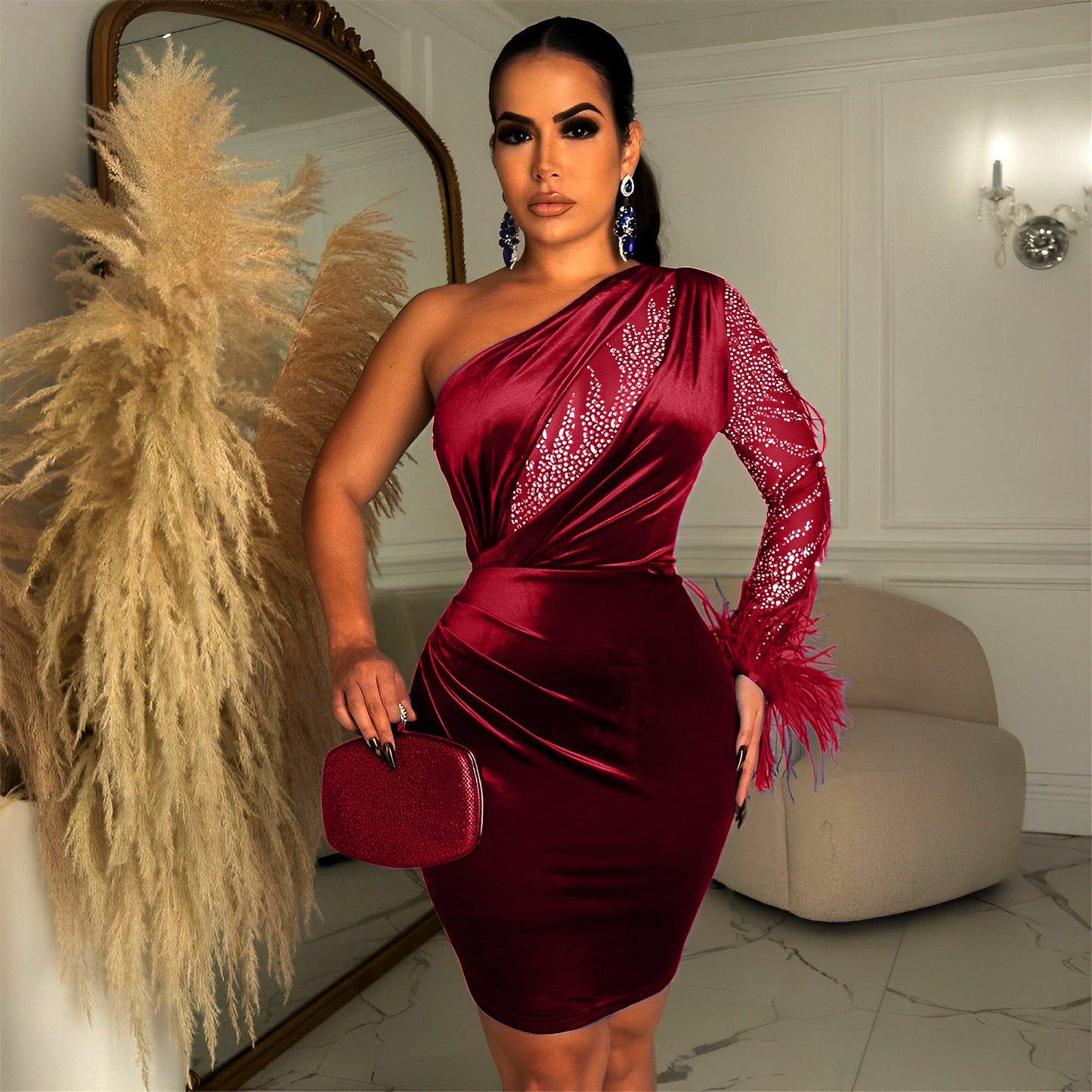 Women's Long Sleeved Hip Wrap Skirt