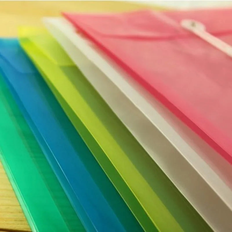 10 pcs/lot A4 Colorful Envelope Paper Receive Bag Transparent Plastic Data Line File Cover Protection school office supplies