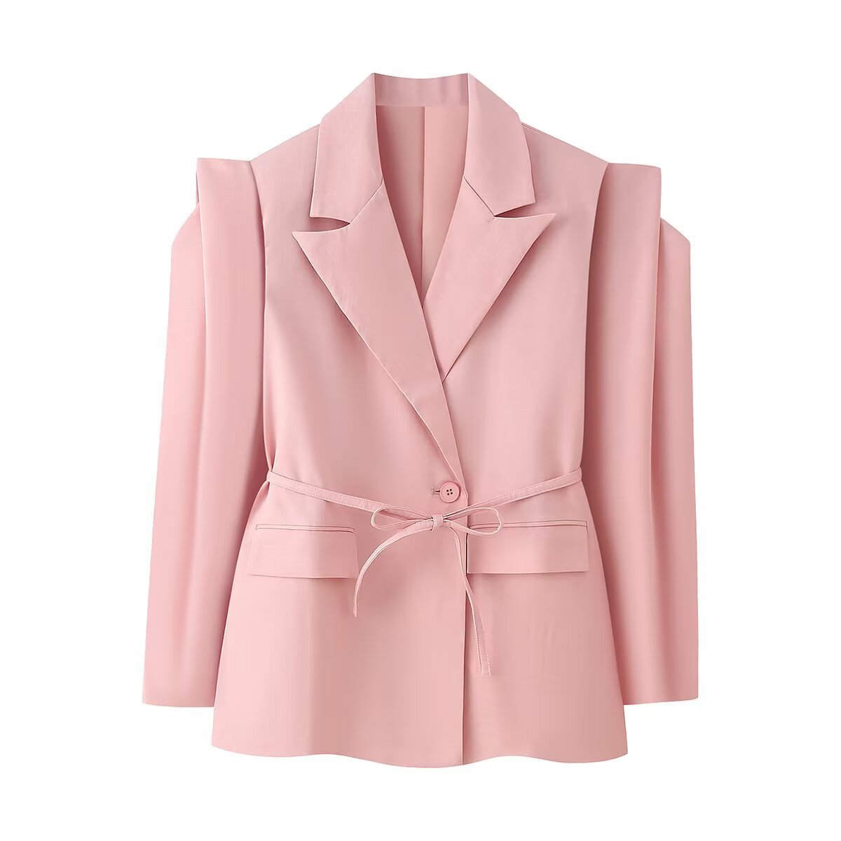 Women's Waist-controlled Lace-up Padded Shoulder Blazer