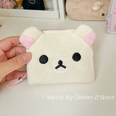 Kawaii Rilakkuma Korilakkuma Wallet Purse Cartoon Bear Face Cute Short Wallets For Women Girls White Purses Money Clips Gifts