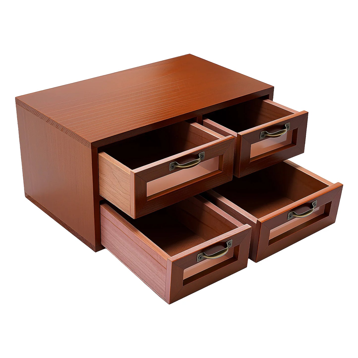 4-Drawer Retro Desktop Organizer Wooden Tabletop Storage Box Desk Accessories Home Office Decor