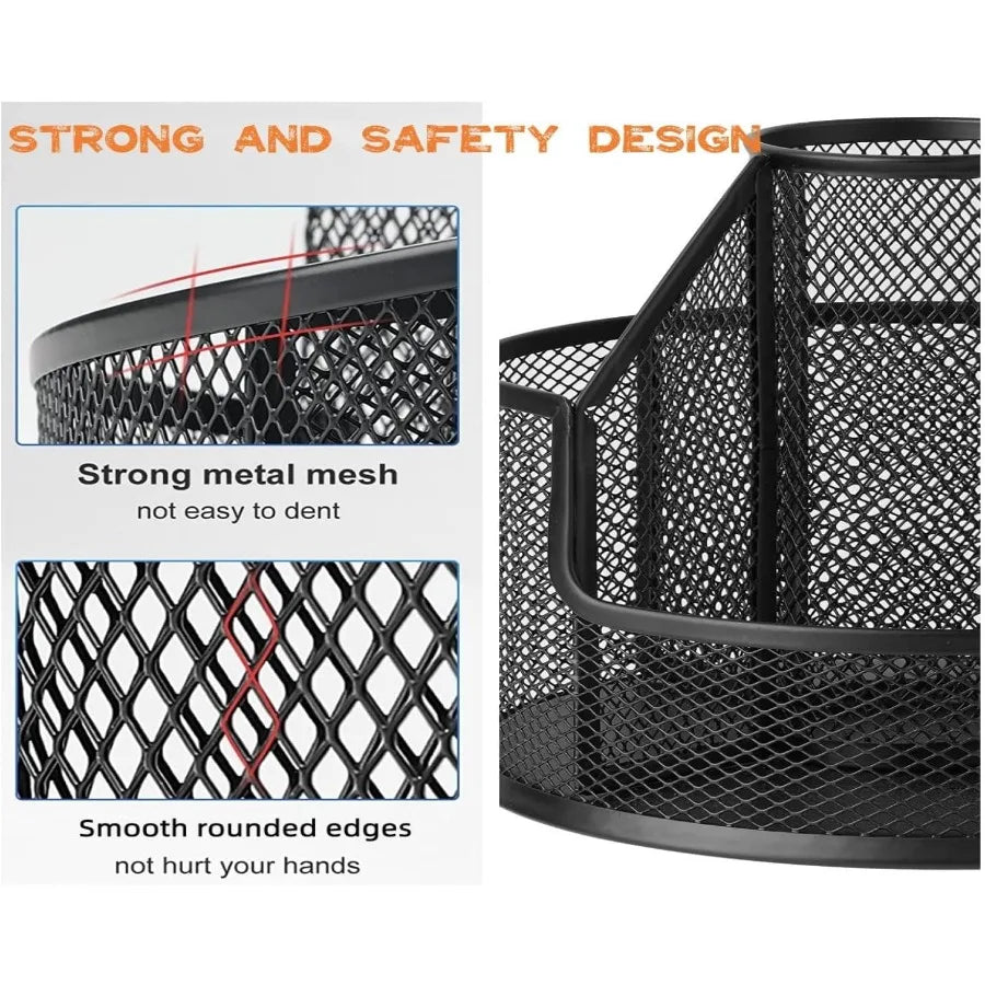 Pencil Holder Rotating Desk Organizer Metal Pen Organizer Mesh Pen Holder Office Desk Accessories Cute Office School Home Art S