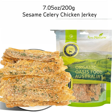 7.05oz/200g Sesame Celery Chicken Jerkey, All Natural Ingredients, Natural Dog Treats, Healthy, Easily Digestible