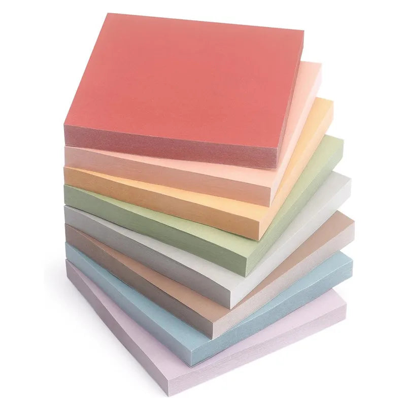 A Set of 8 Retro Moranti Square Color Sticky Notes, Each with 82 Pages, for Student Office Supplies