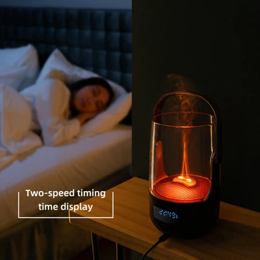Flickering Flame Diffuser Vintage 200ML Humidifier with Timer & Auto Shut-Off for Relaxation