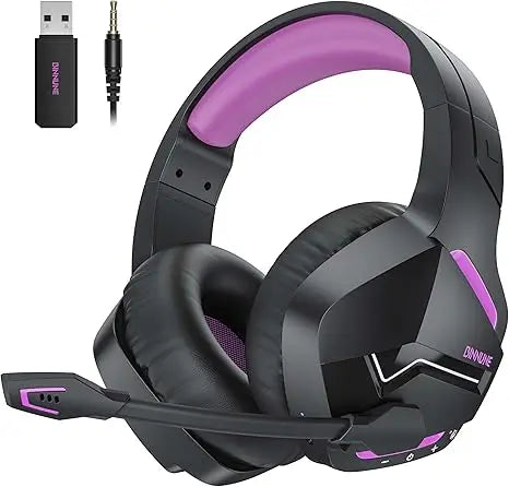 BINNUNE BW01 Wireless Gaming Headset with Mic for PC PS4 PS5 2.4G Bluetooth USB Gamer Headphones with Mic for Laptop Computer