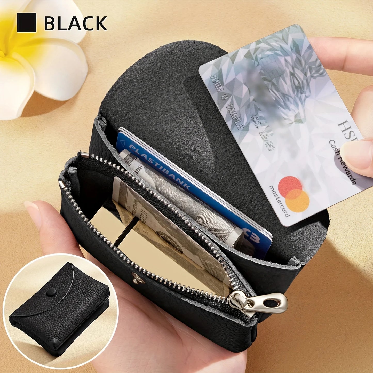 1pc Women's Genuine Leather Mini Wallet - Vintage Cowhide Coin Purse & Card Holder with Snap Closure, Compact Wallet for Cash