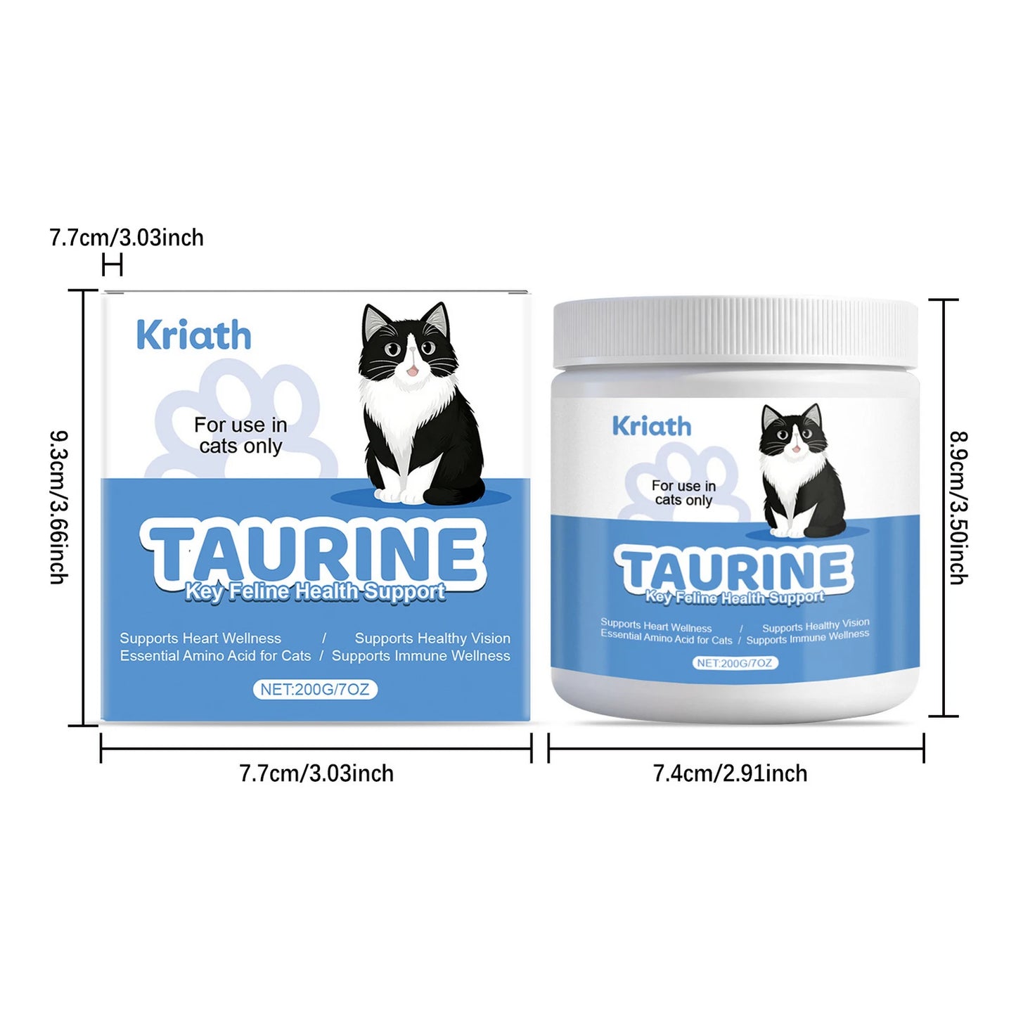 Taurine Powder for Cats Gentle Formula Supports Heart, Vision Overall Health Daily Care Supplement for Comfort and Well-Being