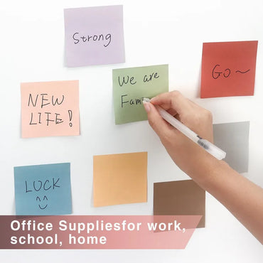 A Set of 8 Retro Moranti Square Color Sticky Notes, Each with 82 Pages, for Student Office Supplies