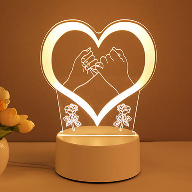 3D Lamp Acrylic USB LED Lights Valentines and Birthday Day Gifts