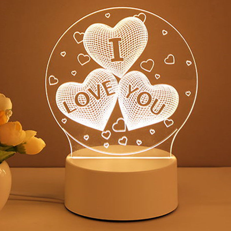 3D Lamp Acrylic USB LED Lights Valentines and Birthday Day Gifts