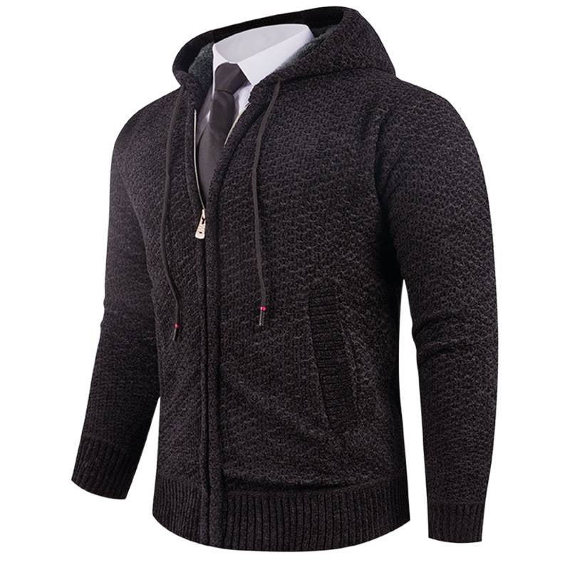 Men's Small Pineapple-pin Hooded Fleece Lined Fashion Knitwear Sweater
