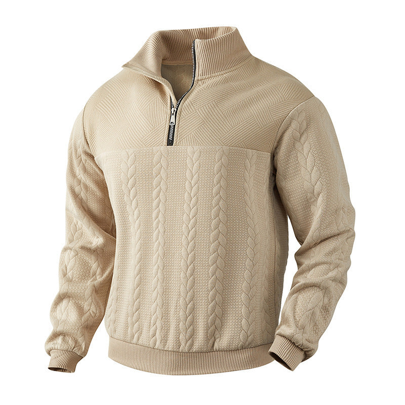 Men's Jacquard Fall Winter Hoodies Quarter-Zip