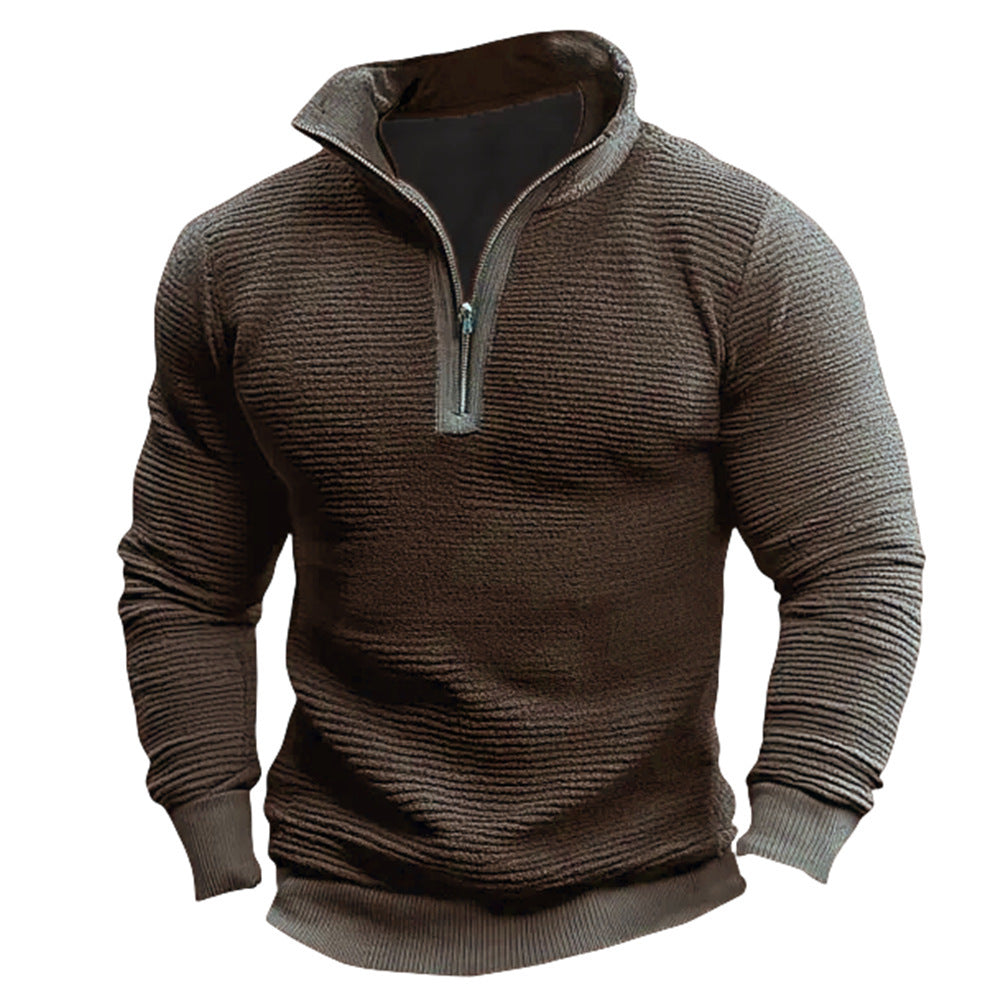 Men's Coat Contrast Color Zipper Casual Sweatshirt