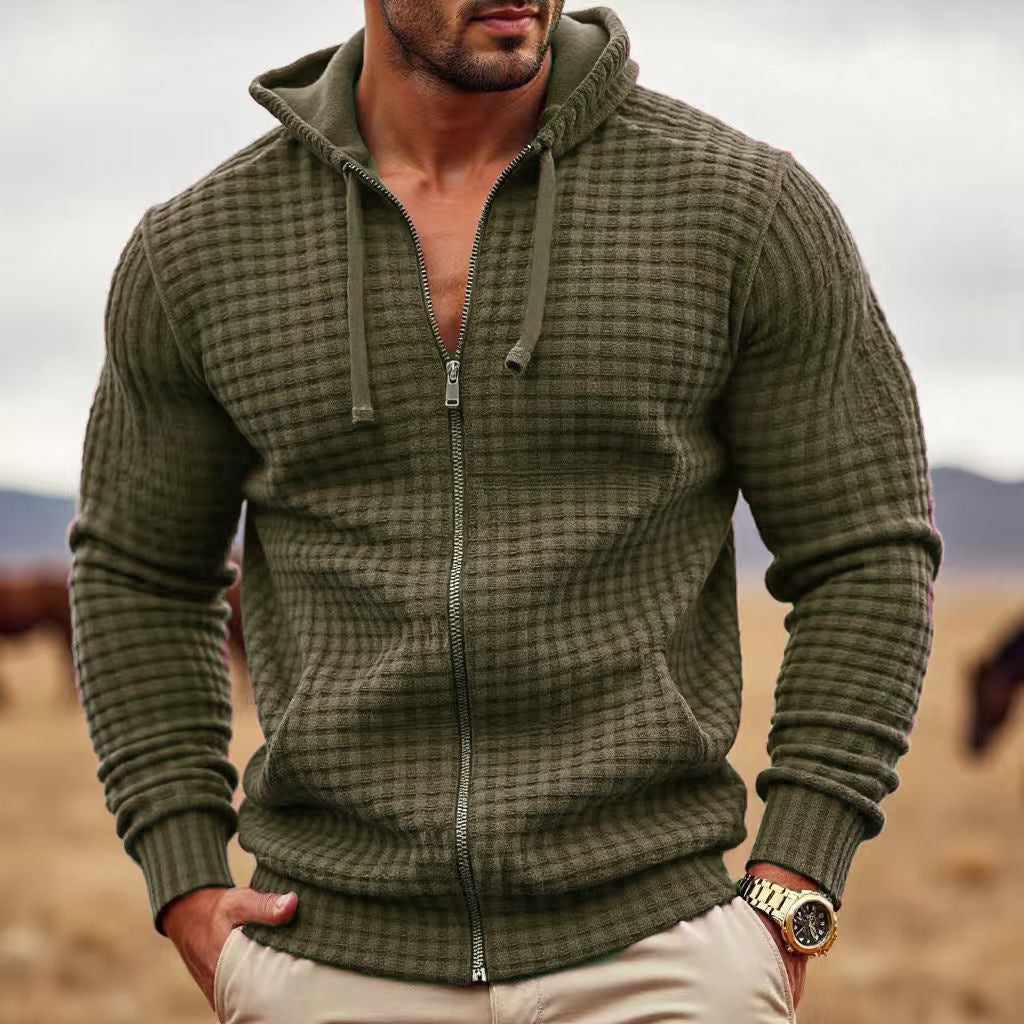 Men's Coat Contrast Color Zipper Casual Sweatshirt