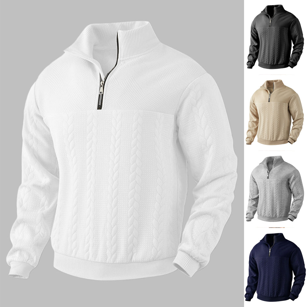 Men's Jacquard Fall Winter Hoodies Quarter-Zip