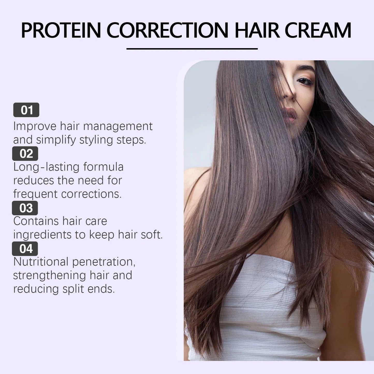 Protein Straightening Cream Keratin Smoothing Frizzy Hair Prevent Hair Splitting End Increase Elasticity Protein Correction Care