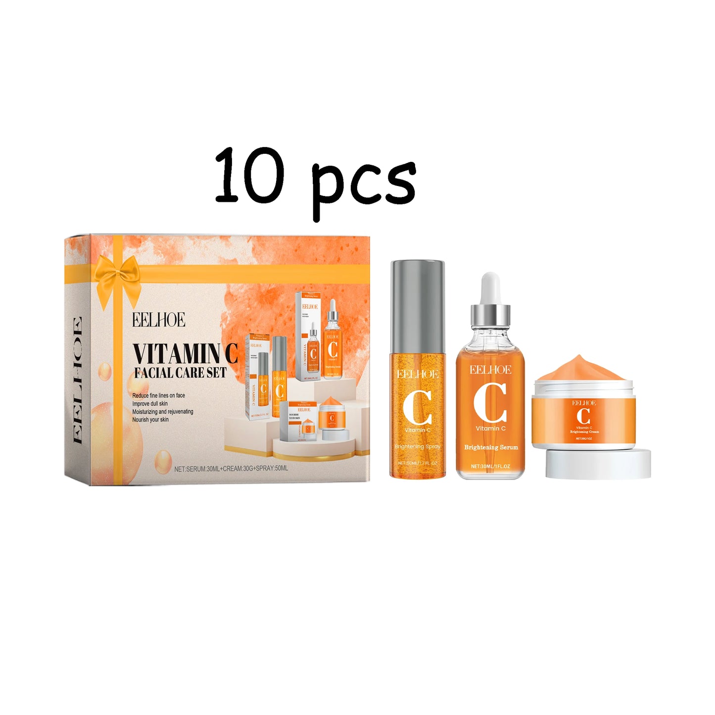 EELHOE Vitamin C Face Skin Care Set Moisturizing Improve Skin Texture Pore Shrink Enhance Skin Elasticity Facial Care Set