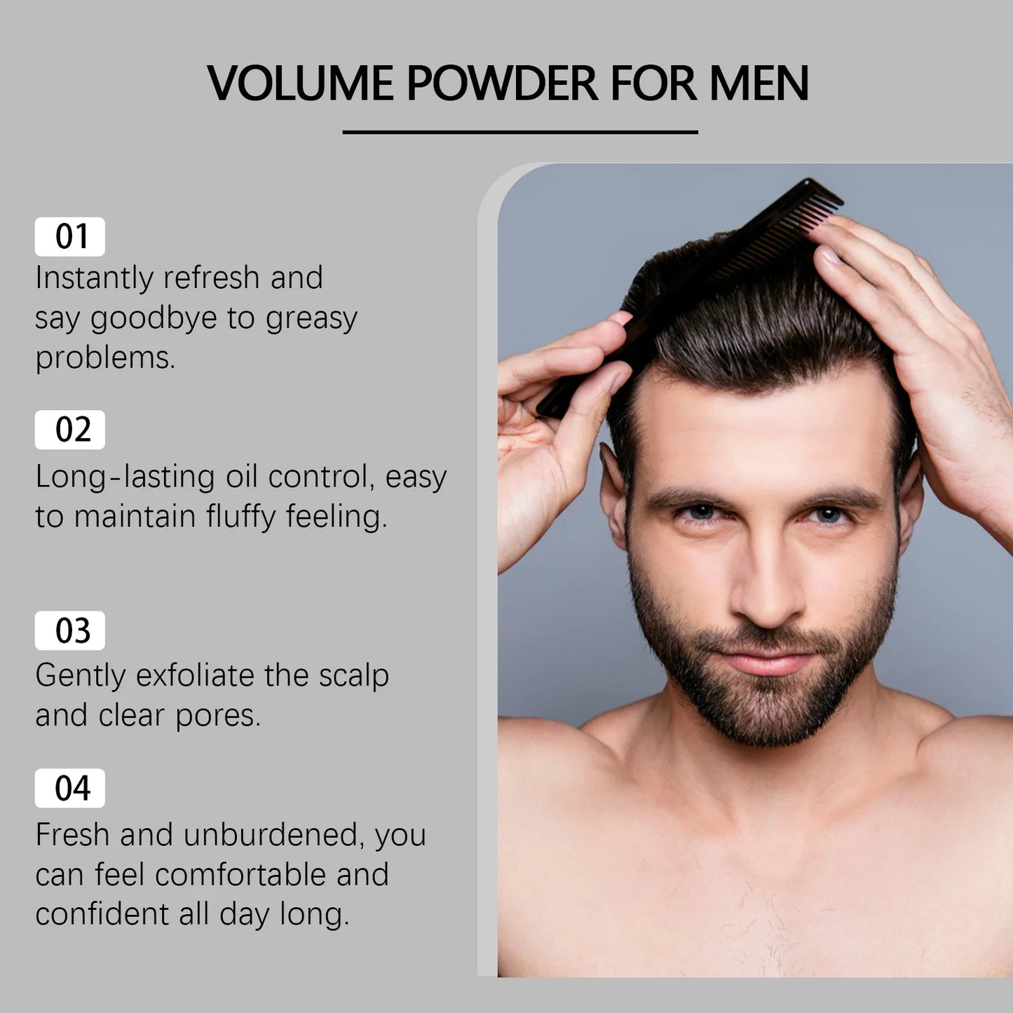 Hoegoa Men Hair Volume Powder Gentle Formula Non-irritating Refreshing Lasting Oil Control Moisturize Hair Volumizing Powder