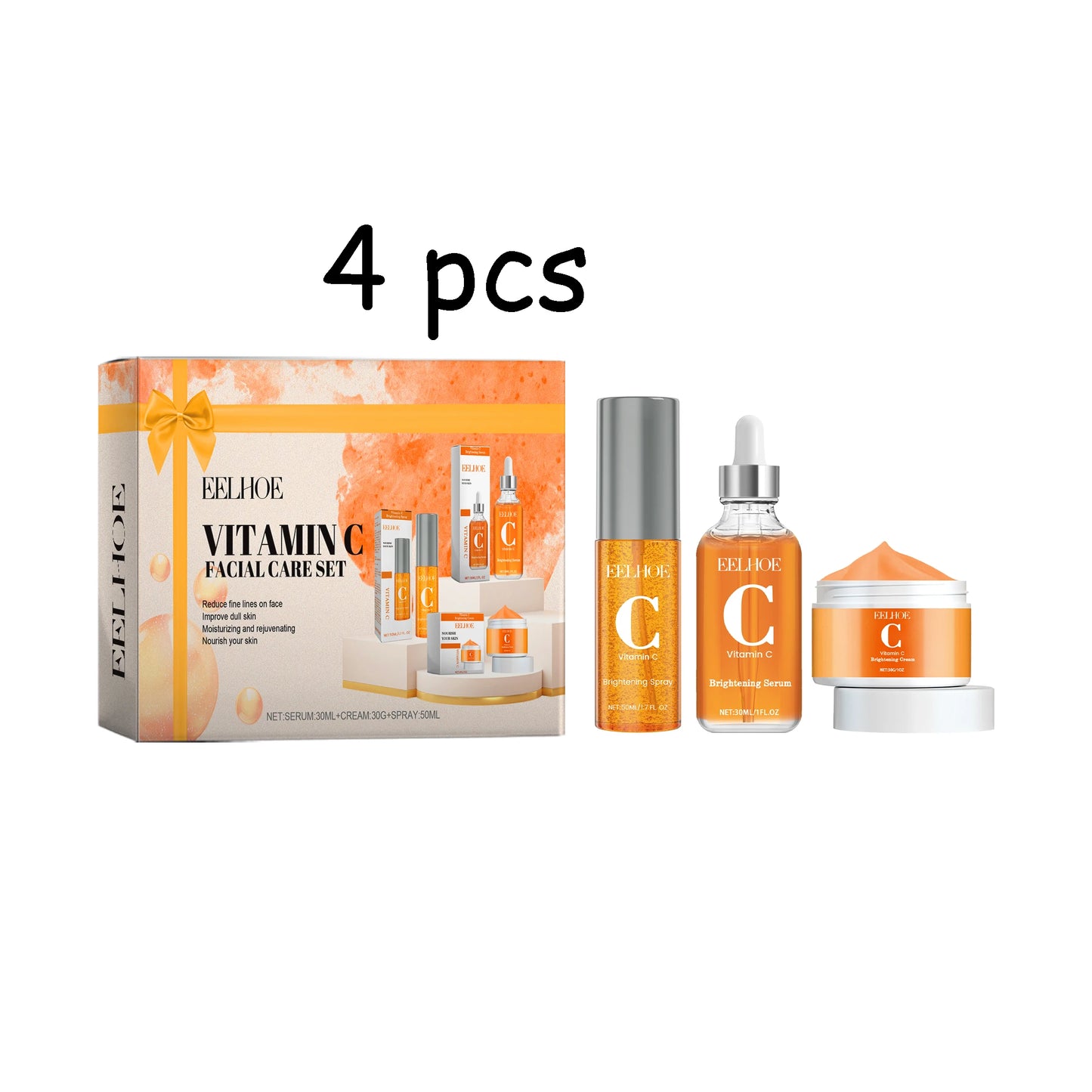 EELHOE Vitamin C Face Skin Care Set Moisturizing Improve Skin Texture Pore Shrink Enhance Skin Elasticity Facial Care Set