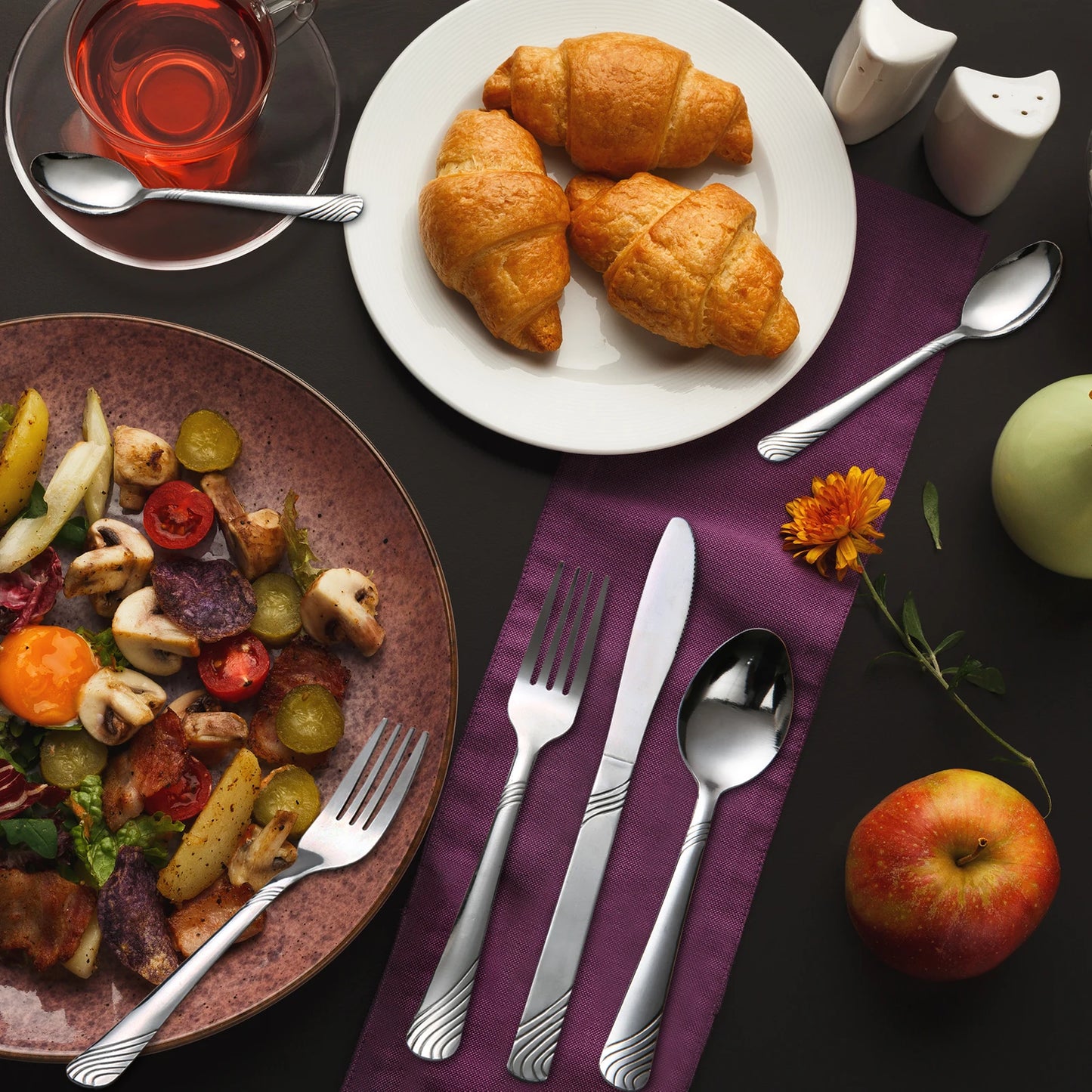 HANSMART 48 Pcs Cutlery Set For 8 Stainless Steel Knife Fork Spoon Tableware Flatware Set Kitchen Dinnerware Gift