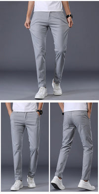 7 Colors Men's Classic Solid Color Summer Thin Casual Pants Business Fashion Stretch Cotton Slim Brand Trousers Male