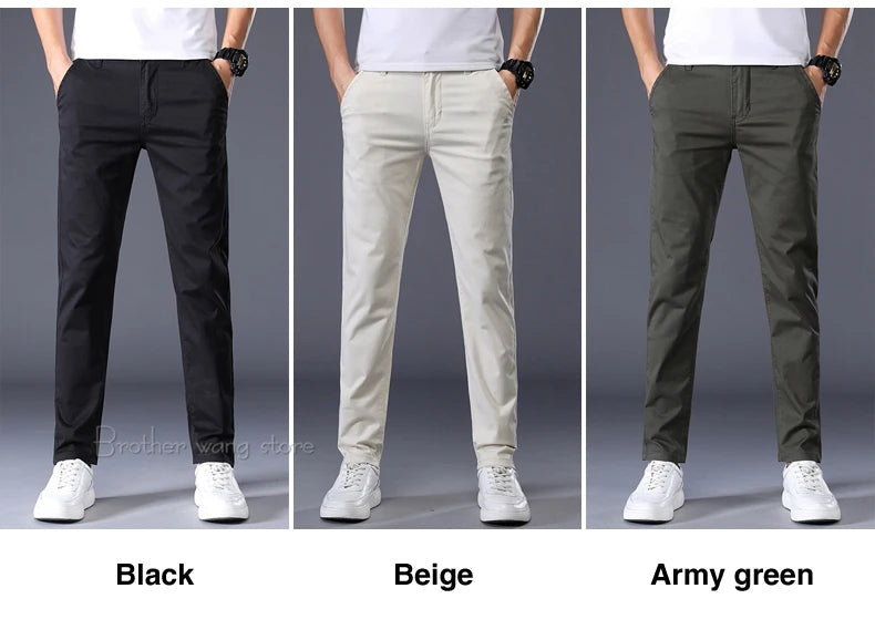 7 Colors Men's Classic Solid Color Summer Thin Casual Pants Business Fashion Stretch Cotton Slim Brand Trousers Male
