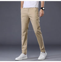 7 Colors Men's Classic Solid Color Summer Thin Casual Pants Business Fashion Stretch Cotton Slim Brand Trousers Male
