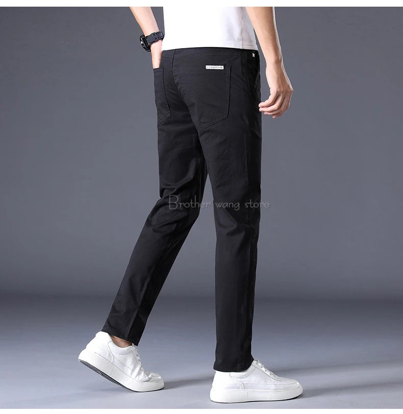 7 Colors Men's Classic Solid Color Summer Thin Casual Pants Business Fashion Stretch Cotton Slim Brand Trousers Male