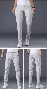 7 Colors Men's Classic Solid Color Summer Thin Casual Pants Business Fashion Stretch Cotton Slim Brand Trousers Male