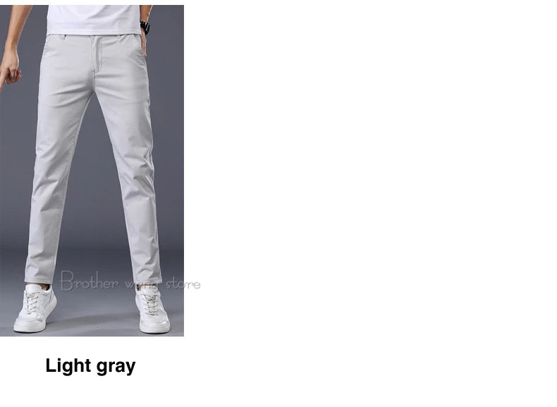 7 Colors Men's Classic Solid Color Summer Thin Casual Pants Business Fashion Stretch Cotton Slim Brand Trousers Male