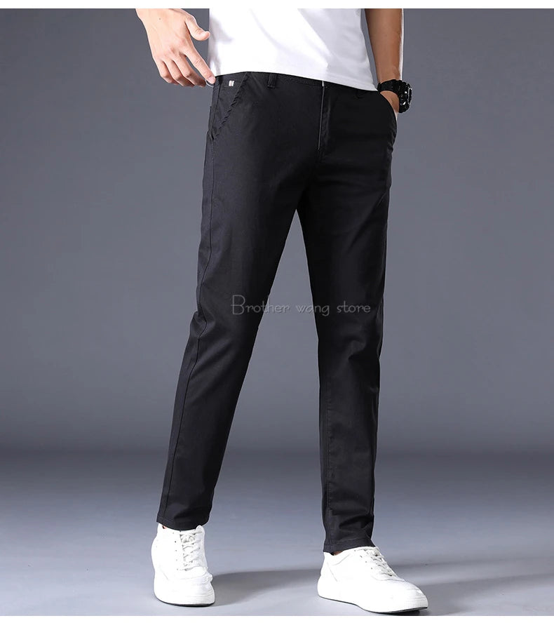7 Colors Men's Classic Solid Color Summer Thin Casual Pants Business Fashion Stretch Cotton Slim Brand Trousers Male