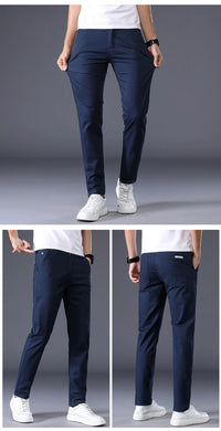 7 Colors Men's Classic Solid Color Summer Thin Casual Pants Business Fashion Stretch Cotton Slim Brand Trousers Male