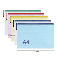 5pcs mixed color mesh zipper bag file bag waterproof zipper folder A4A5 school office supplies pencil bag storage bag