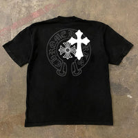 Men's T-shirt Cotton heavy cross print T-shirt Harajuku y2k casual O-neck short sleeve unisex