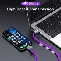 240W RGB LED 4-in-1 Fast Cable 4PCS for iPhone Type-C Android Gaming Charger