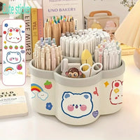 Large Capacity Desk Accessories 360 ° Rotation Cute Pen Holder Stationery Organizer Pencil Storage Office School Supplies