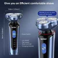 SEJOY Electric Shaver for Men,Hair Trimmer,Nose Hair Scissors,Facial Cleanser, Facial Massager Rechargeable Shaving Machine