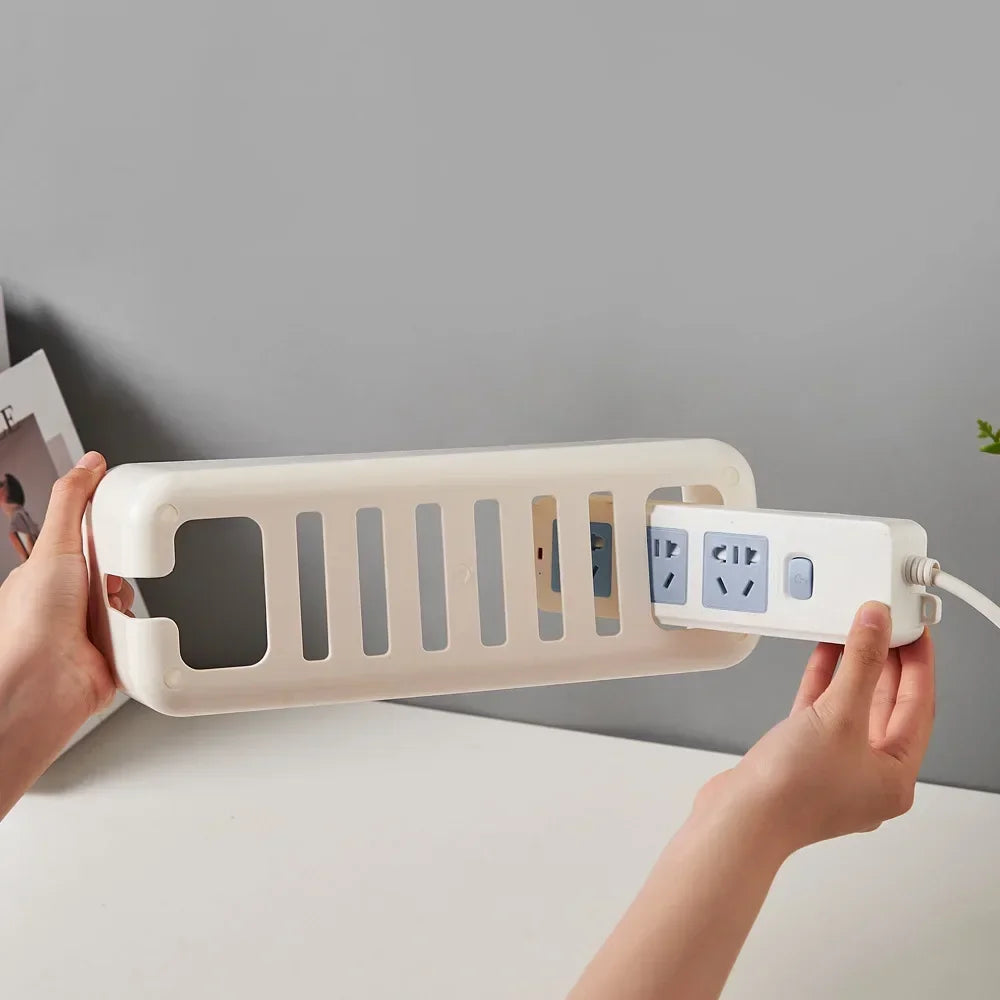 Bamboo Cover Cable Management Box Wire Junction Board Storage Box Hide Wires Power Strips Desk Cable Computer Organizer Box