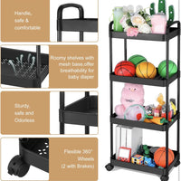 Rolling Cart with Wheels, Detachable Utility Storage Cart with Handle Storage Basket Organizer Shelves for Bathroom, Kitchen