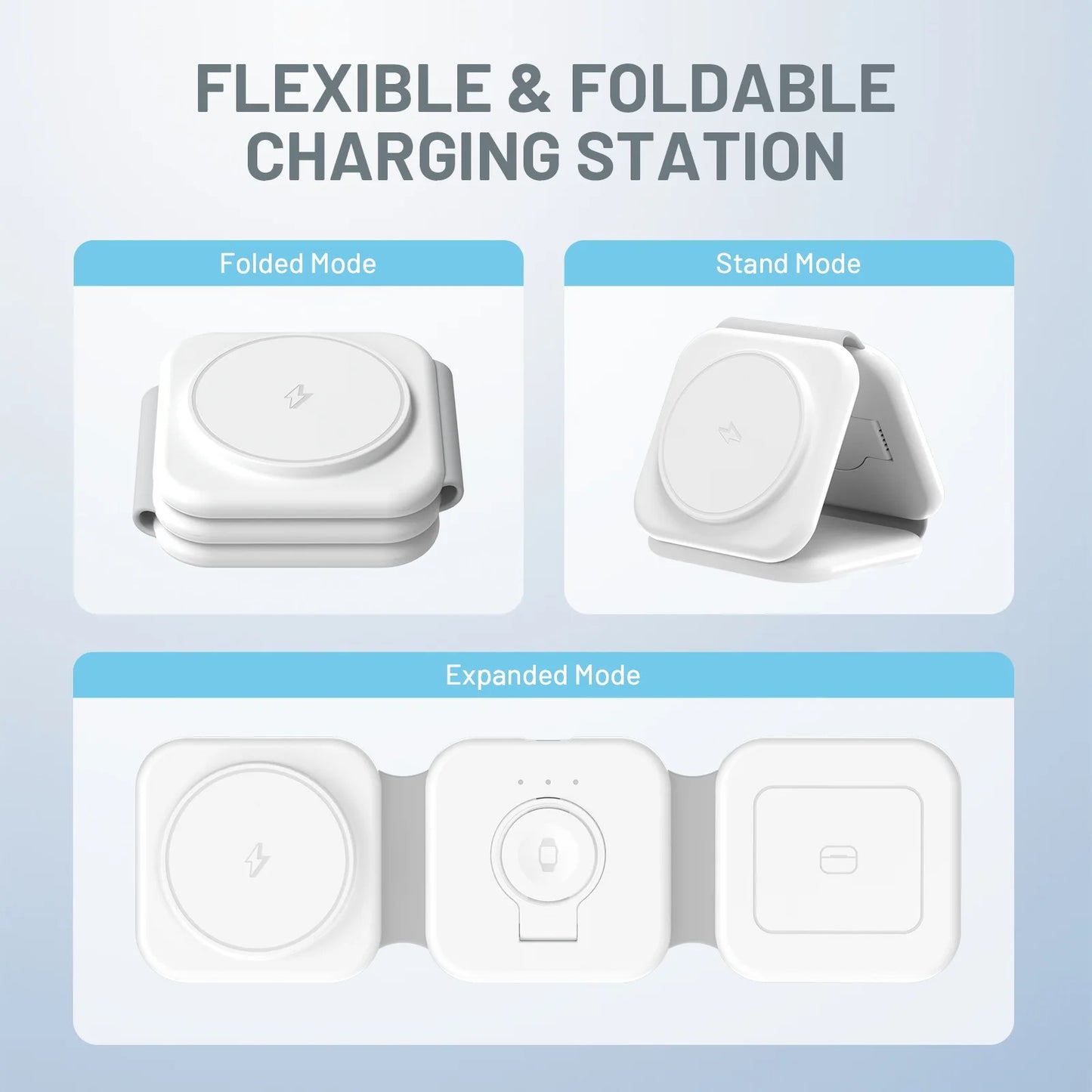 Magnetic Wireless Chargers 3 in 1 Foldable 15W Phone Charge Dock Station Fast Charg for Apple Watch IPhone 14/13/12/11/X AirPods