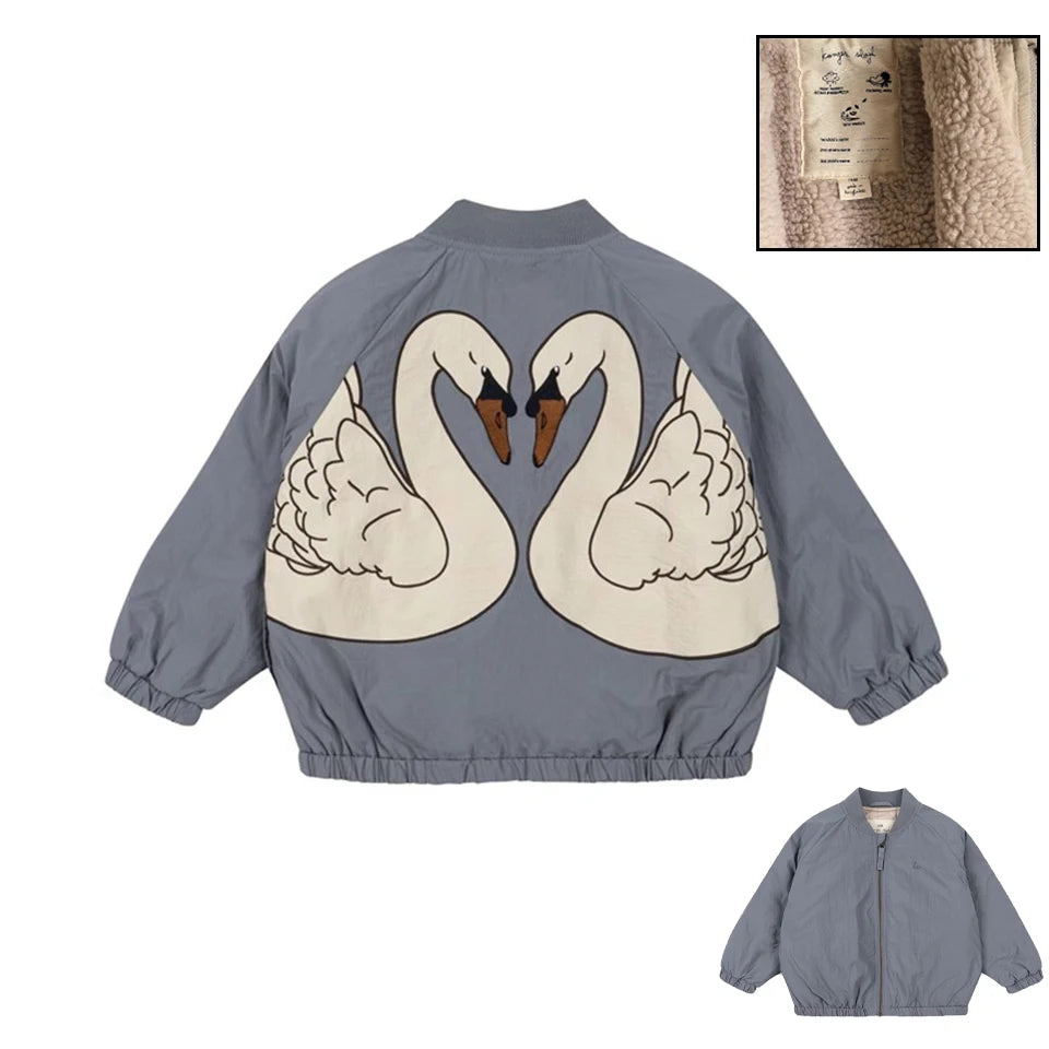 2025 Autumn KS Baby Boys Cartoon Cotton Fleece Outwear Kids Winter Clothes Toddler Girls Lambswool Jacket Child Embroidery Coat