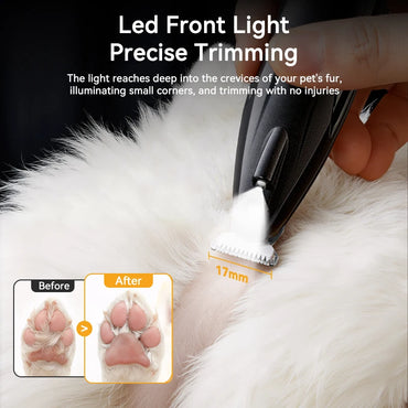 ROJECO Electric Pet Clipper For Dog Cat Claw Hair Trimmer 2 Speeds Rechargeable Pet Foot Ear Haircut Care Shaver With LED Light