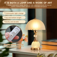 Bedside Table Lamp Petal Light Luxury Crystal Push Button Switch Bedroom Living Room Den Control Dimming Warm Atmosphere Decorat