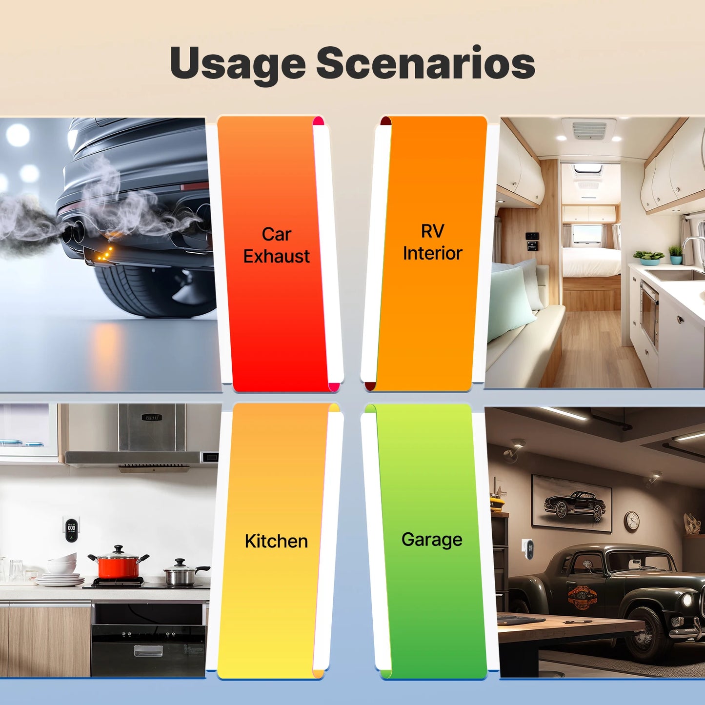 MOES 3in1 Carbon Monoxide Detector Plug-in Display with Temperature Humidity Sensor Built-in CO Monitor Alarm Sound Warning