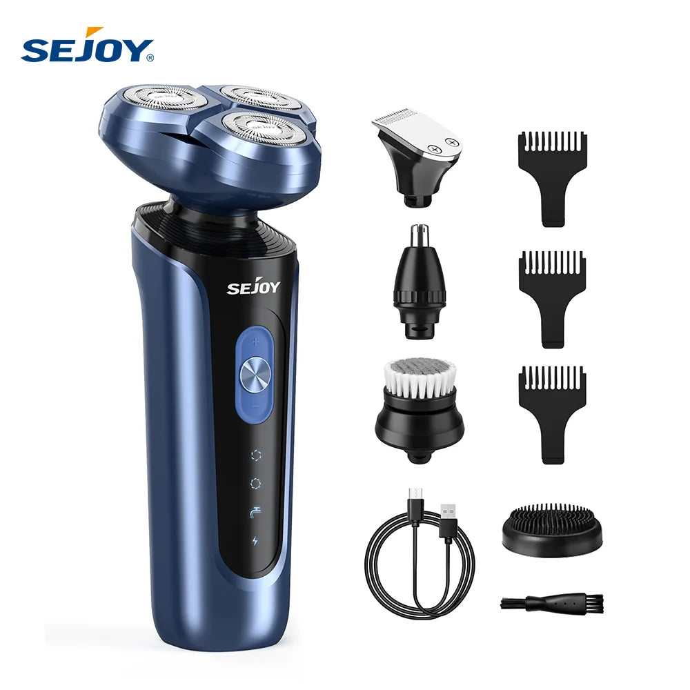 SEJOY Electric Shaver for Men,Hair Trimmer,Nose Hair Scissors,Facial Cleanser, Facial Massager Rechargeable Shaving Machine