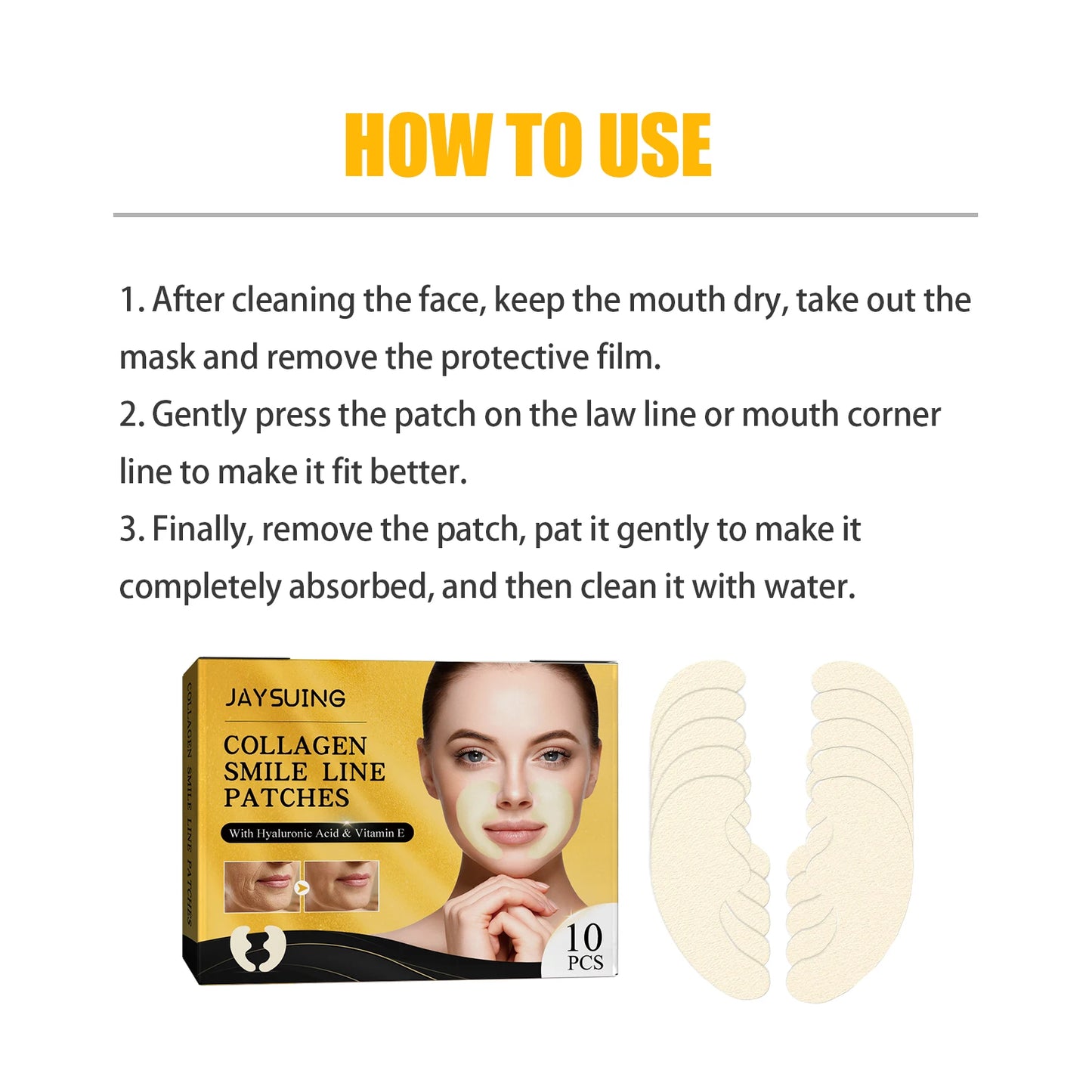 Jaysuing Collagen Face Patch Remove Smile Lines Enhance Skin Elasticity Firming Fade Fine Lines Tightening Lifting Face Patch