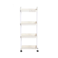 Plastic Rolling Utility Cart with Handle Storage Trolley for Office, Living Room, Kitchen, Movable Storage Organizer with Wheel